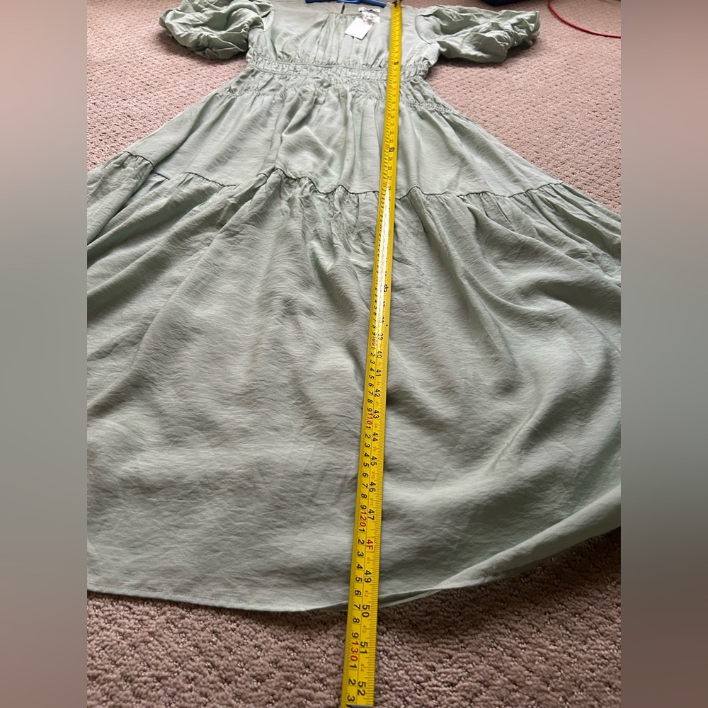 Moon River Sage Green Puff Sleeve Midi Dress Women’s Size S NWT - Picture 14 of 16